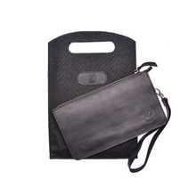 Load image into Gallery viewer, Crazy Horse Leather Metro Clutch - Ebony

