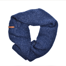 Load image into Gallery viewer, Heather Navy Infinity Scarf and Beanie Set
