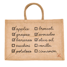 Load image into Gallery viewer, Shopping List Jute Tote
