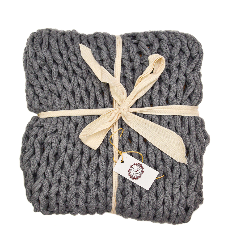 Gray Chunky Throw Blanket