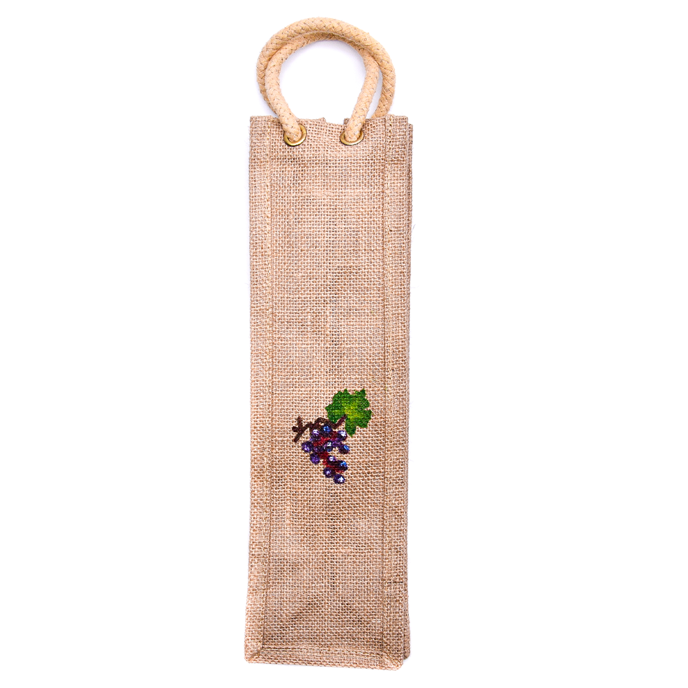 Hand-Painted Jute Wine Tote