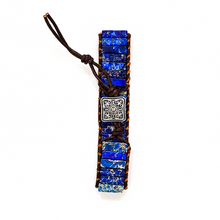 Load image into Gallery viewer, Blue Agate Stone and Leather Bracelet

