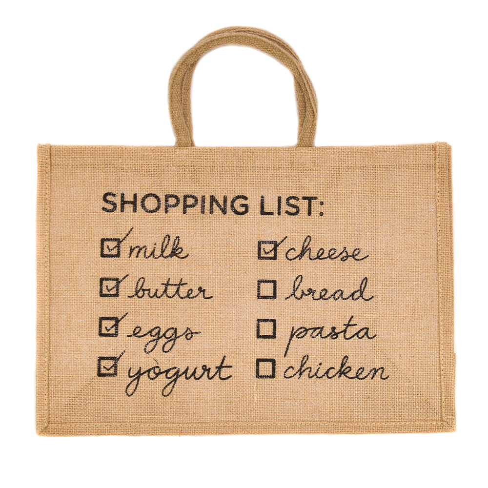 Shopping List Jute Tote